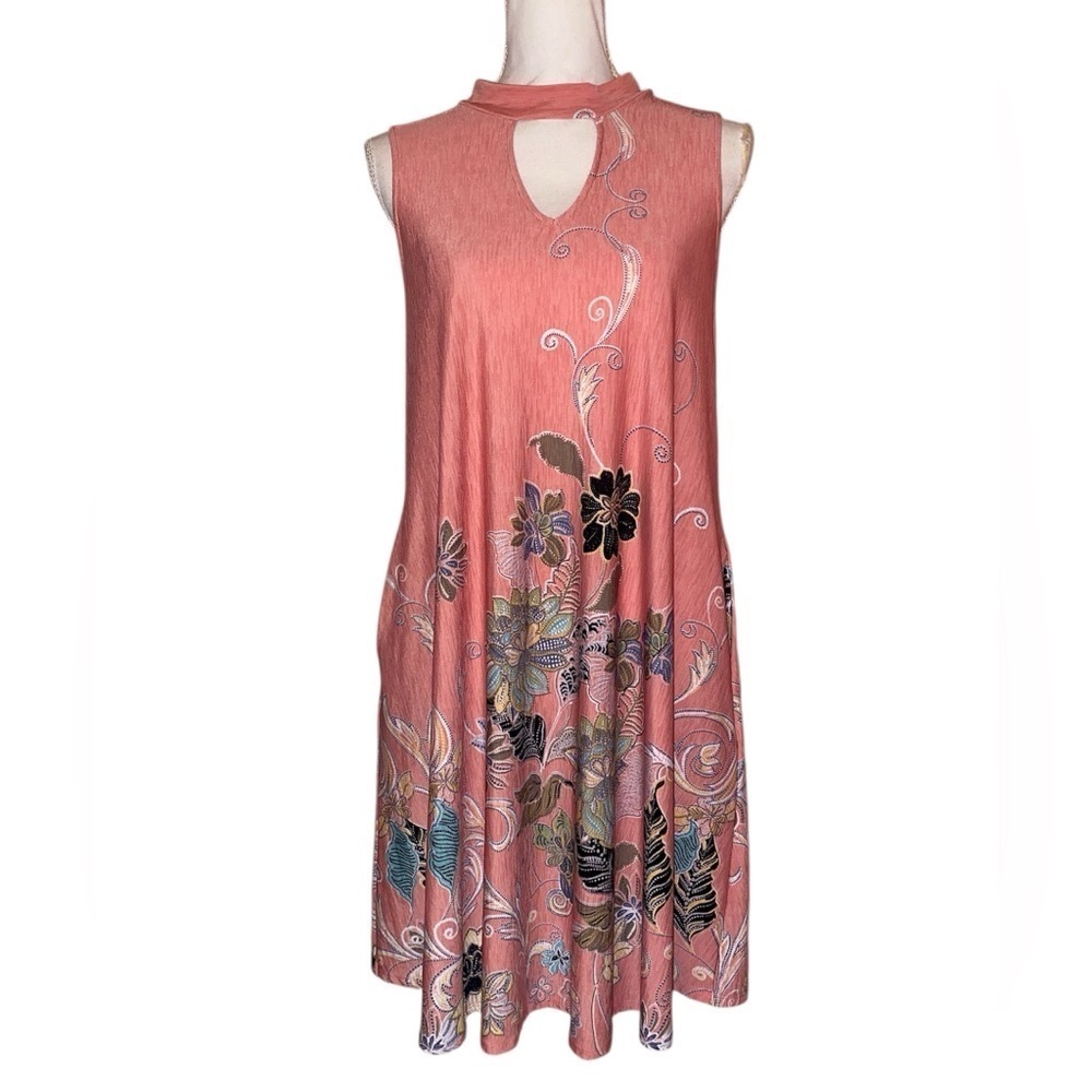 PRETTY PLEASE Mini Boutique Tropical Floral Dress in Pink Blue Tan Size Small*